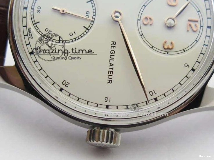 MIROTIME 0507 Sustainable Portuguese IW5444 SS White Dial RG Numbers On Brown Leather Strap A 7256